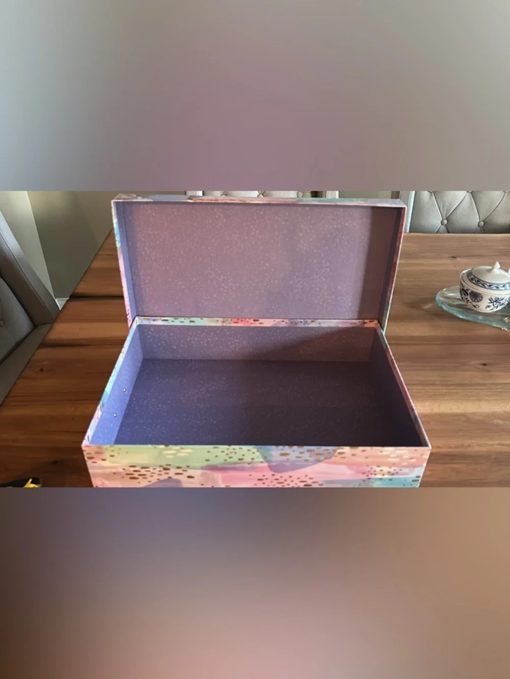 Pastel Watercolor Gold Accent Decorative Box - Home Party Supplies